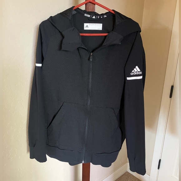 Adidas Women’s Black Squad Bomber Jacket w/Hood. NWOT-Size XL Tall. - Picture 2 of 4